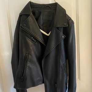 Black leather jacket.